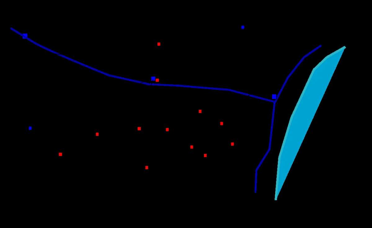 Map of Cathar castle routes in the Languedoc region of southern France around the 13th century