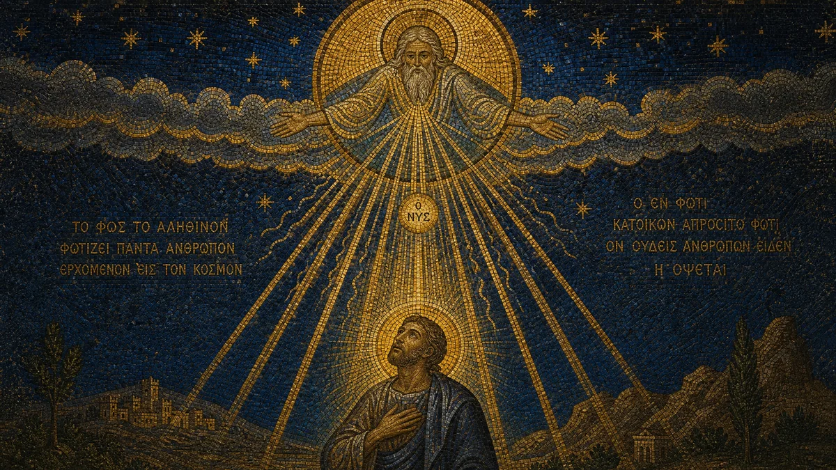 Byzantine style illustration of the soul ascending toward divine light — representing the Gnostic journey back through the seven spheres to the Pleroma