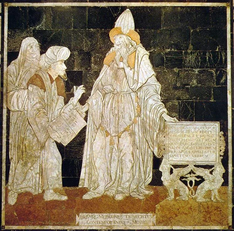 Hermes Trismegistus mosaic in Siena Cathedral floor 15th century showing the legendary founder of Hermetic tradition
