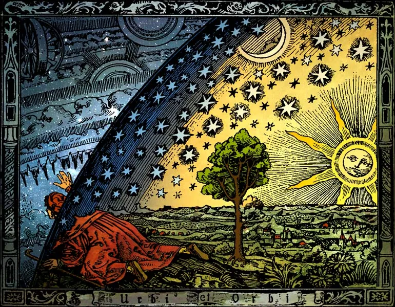 Robert Fludd 17th century cosmological diagram showing the macrocosm and microcosm in Hermetic and Rosicrucian tradition