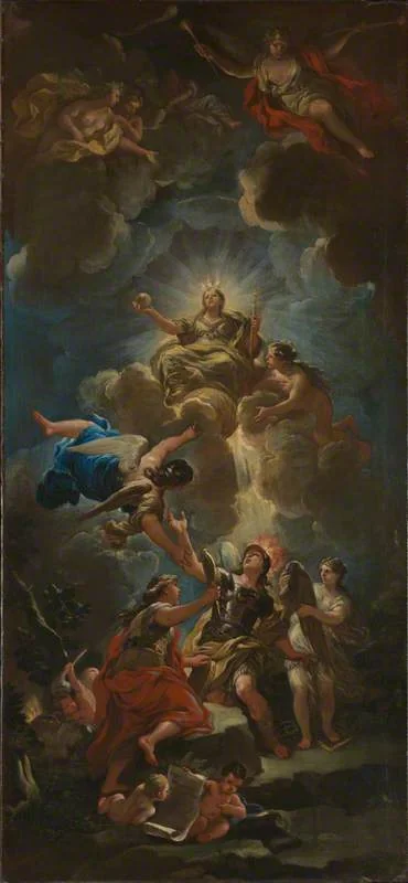 Allegory of Divine Wisdom by Luca Giordano, National Gallery — a crowned feminine figure representing Sophia surrounded by golden light